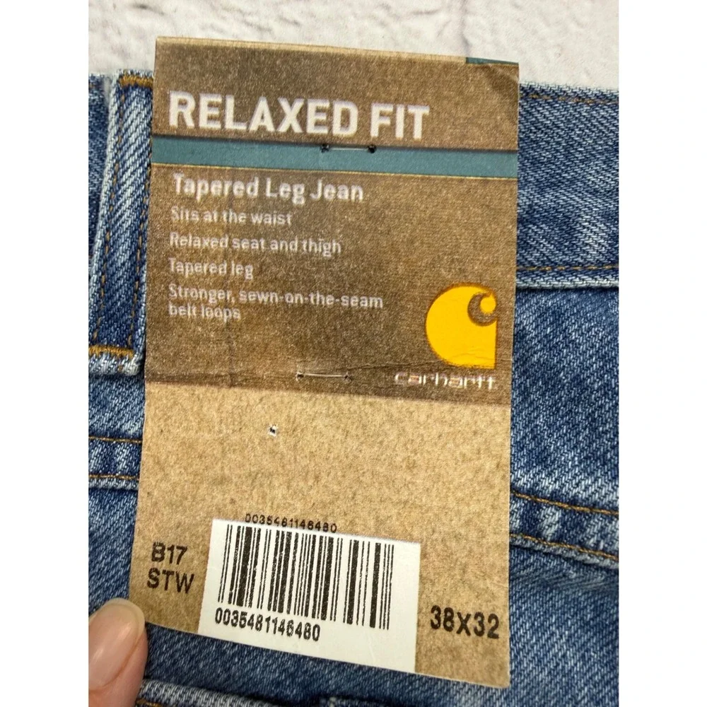 Carhartt B17 STW Jeans Mens 38x32 Blue New Relaxed Fit Tapered Leg Denim